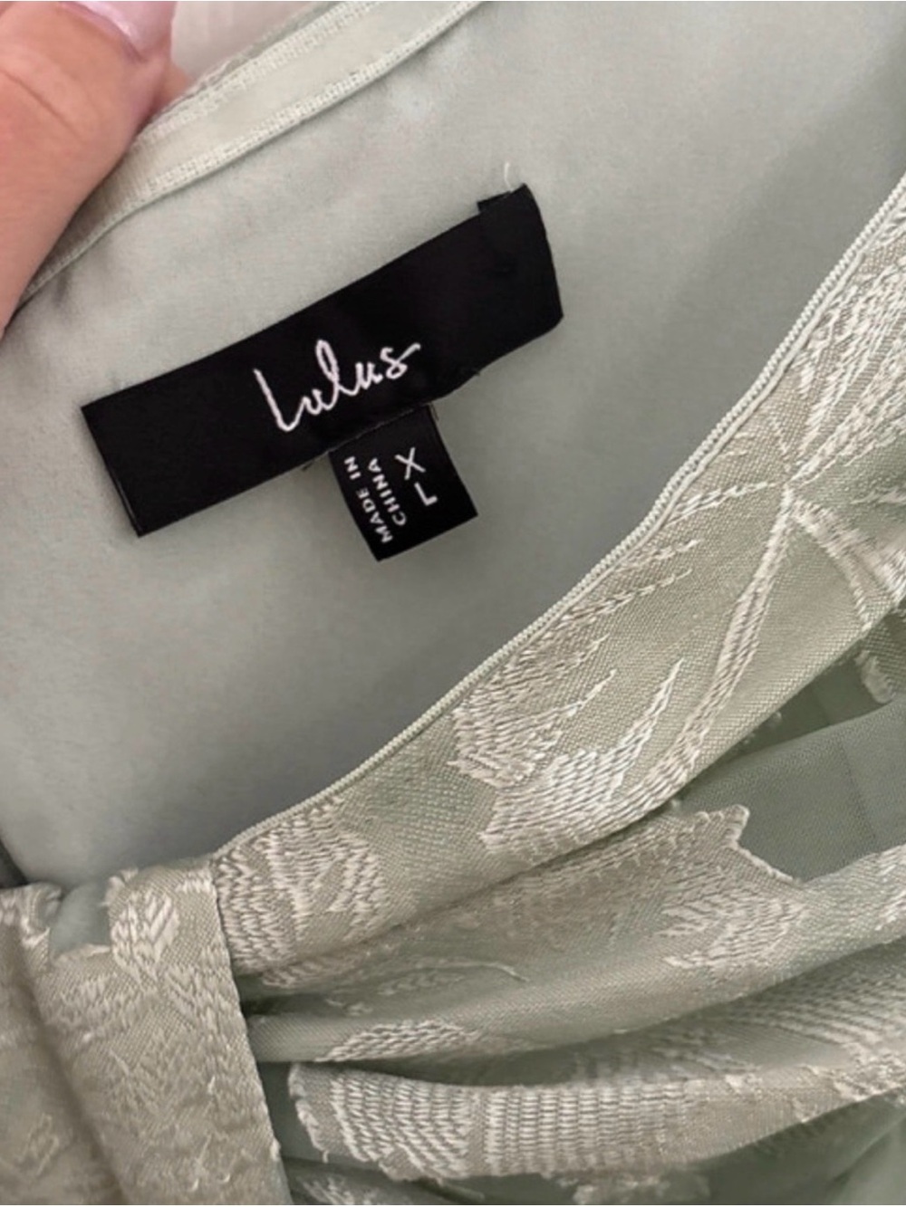 Lulu's Sage Strapless Maxi Dress with Subtle Floral Jacquard - Picture 3 of 3